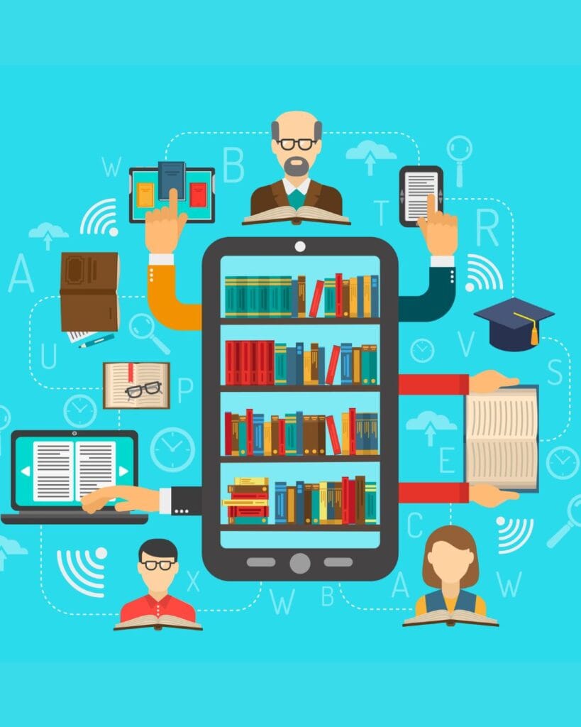 Collection of books showing Readers convert to online customers