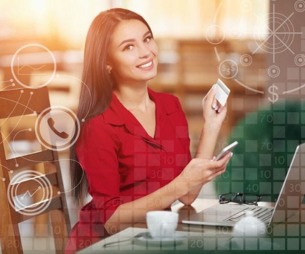 Girl with smile face shows the Smart Way to help & grow business