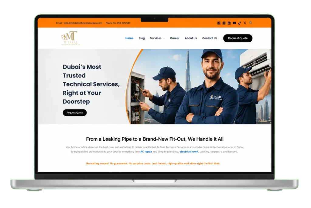 M Talal Technical Services website developed by TechTrendsTime
